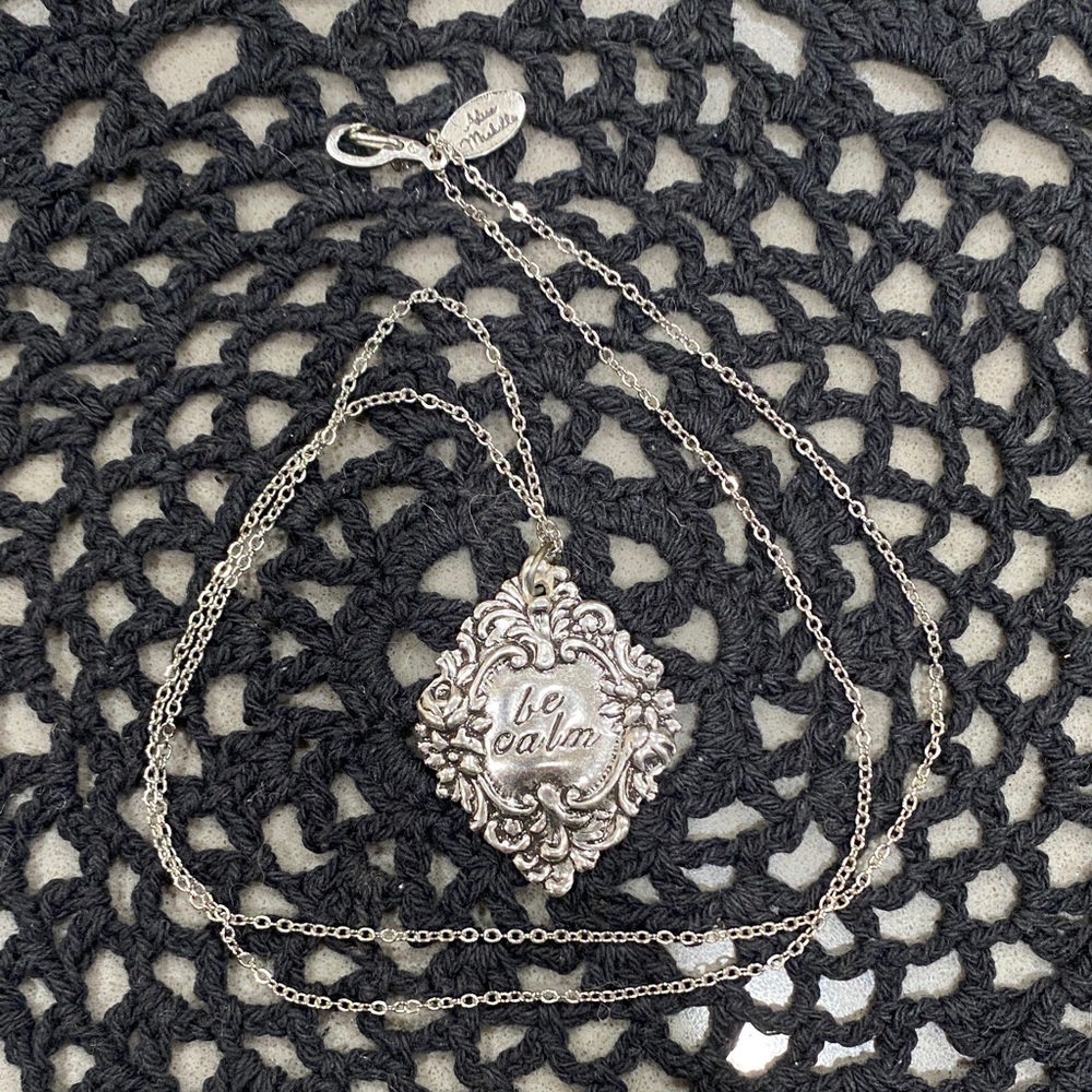 NEW alisa michelle 'be calm' silver necklace